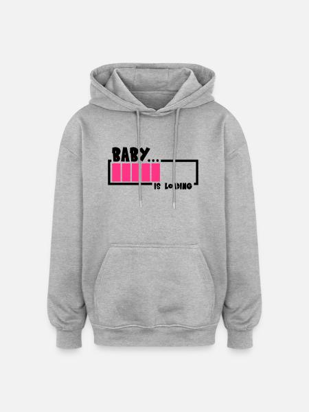 Baby Is Loading Design - Oversized Unisex Hoodie - heather grey