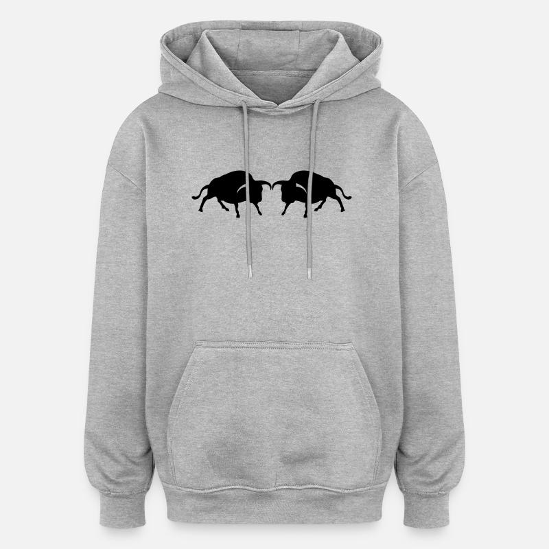 stier2 - Sweat à capuche oversize unisexe - gris chiné
