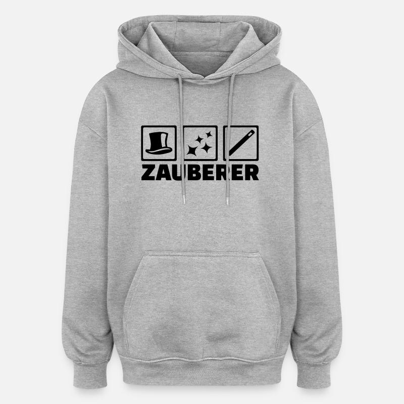 Zauberer - Oversized Unisex Hoodie - Grau meliert