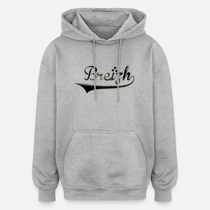 Breizh hermine 2 - Sweat à capuche oversize unisexe - gris chiné