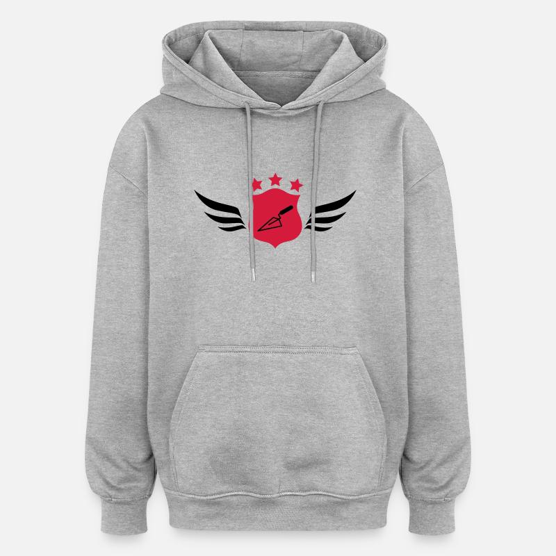 carreleur / carrelage / construction / maçon - Sweat à capuche oversize unisexe - gris chiné