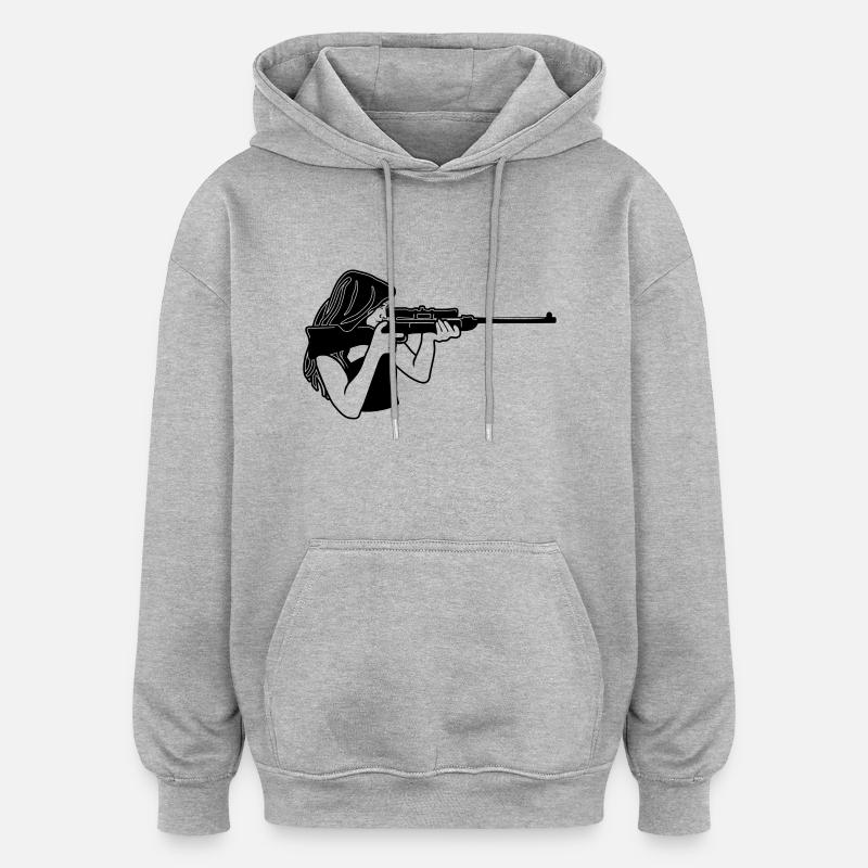 Protector rifle - Oversized Unisex Hoodie - heather grey