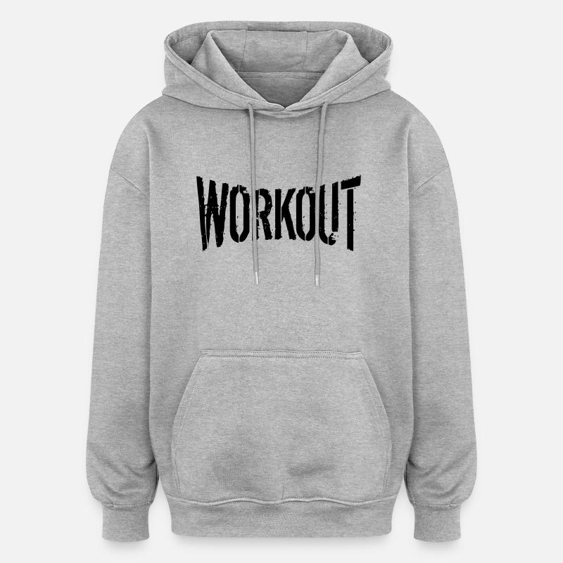 workout gym spray beast mode cool design tekst log - Oversize unisex hoodie - grå meleret