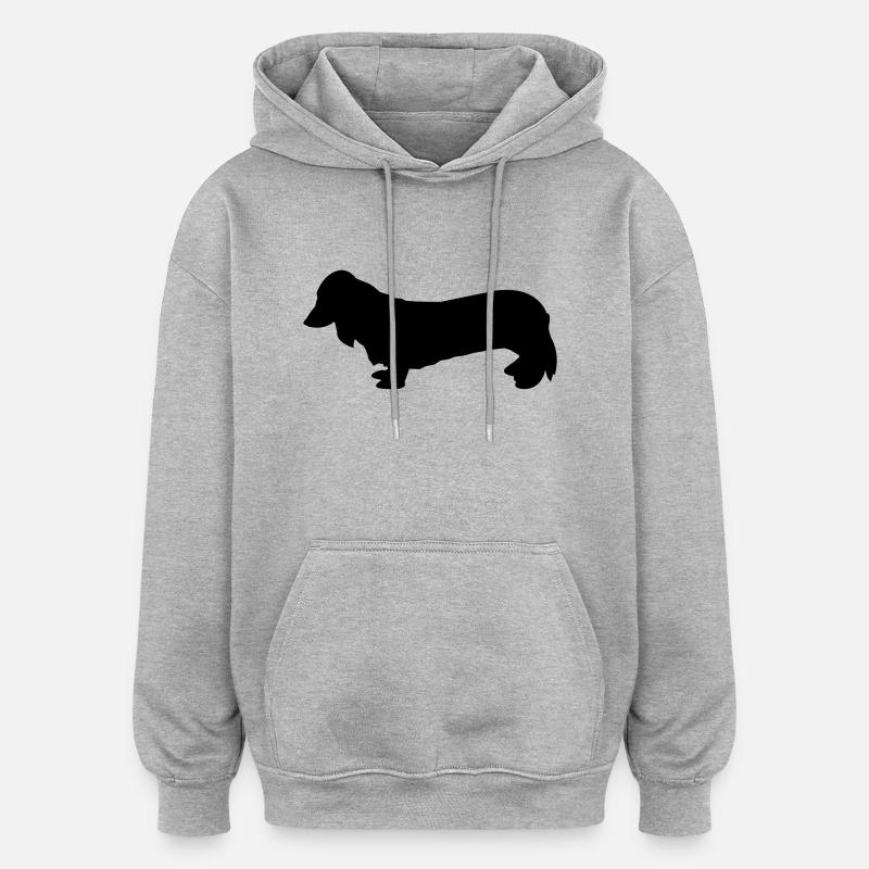 dackel - Sweat à capuche oversize unisexe - gris chiné