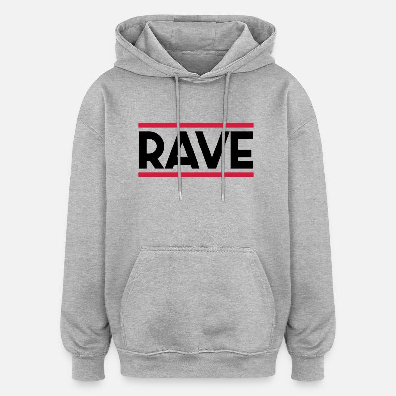 RAVE - Sweat à capuche oversize unisexe - gris chiné
