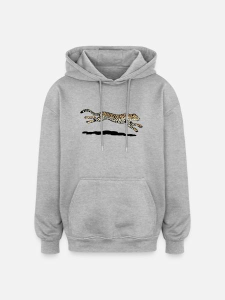 Guépard - Sweat à capuche oversize unisexe - gris chiné
