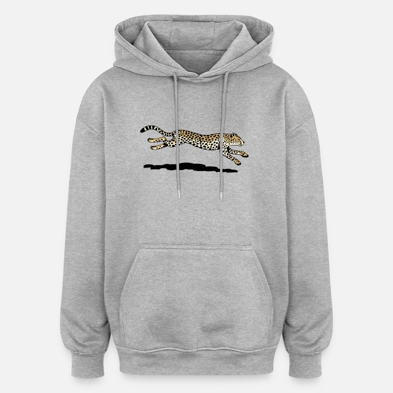 Guépard - Sweat à capuche oversize unisexe - gris chiné