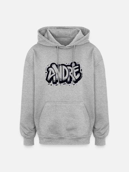 André Nome Nome Graffiti - Felpa con cappuccio unisex oversize - grigio melange