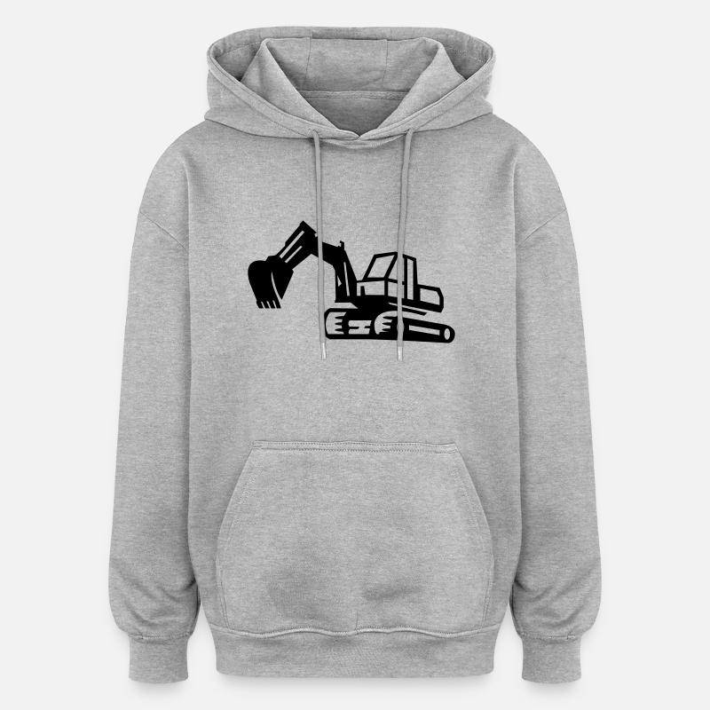 Excavatrice - Sweat à capuche oversize unisexe - gris chiné