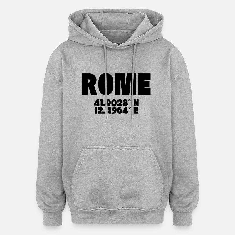 Rome - Design avec coordonnées - Sweat à capuche oversize unisexe - gris chiné