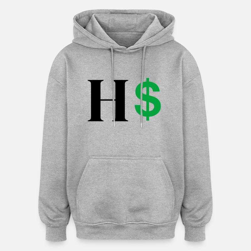 Lettre h dollar - Sweat à capuche oversize unisexe - gris chiné