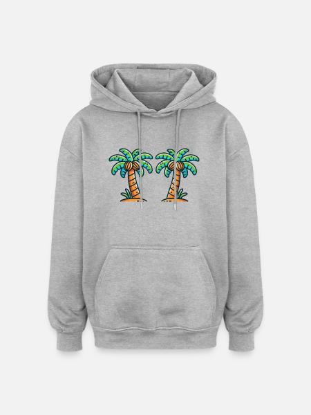 Palm trees - Oversized Unisex Hoodie - heather grey