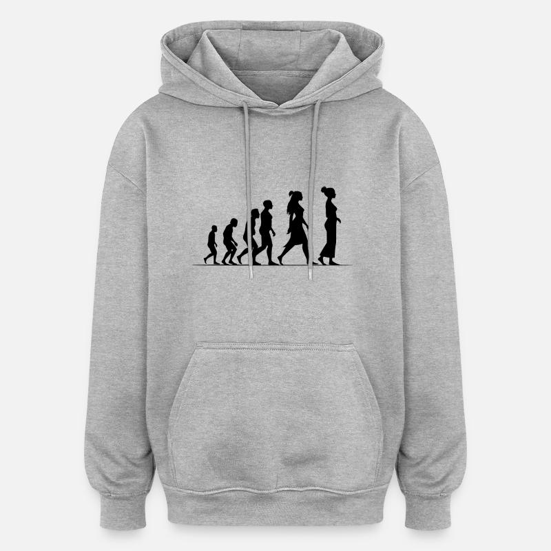 Feministische Evolution - Oversized Unisex Hoodie - Grau meliert