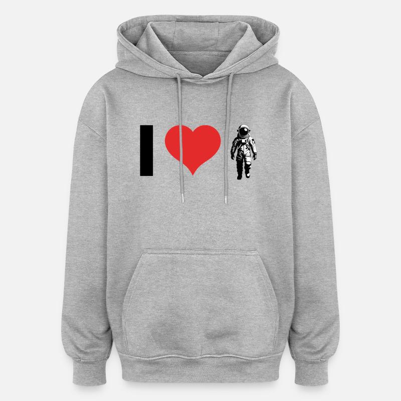 J’adore les astronautes - Sweat à capuche oversize unisexe - gris chiné
