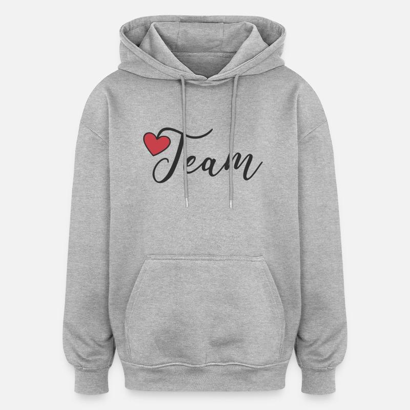 Team Herz - Oversized Unisex Hoodie - Grau meliert