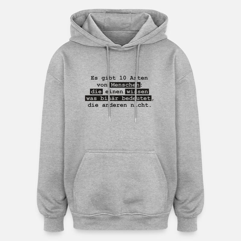 Binary - Oversized Unisex Hoodie - heather grey
