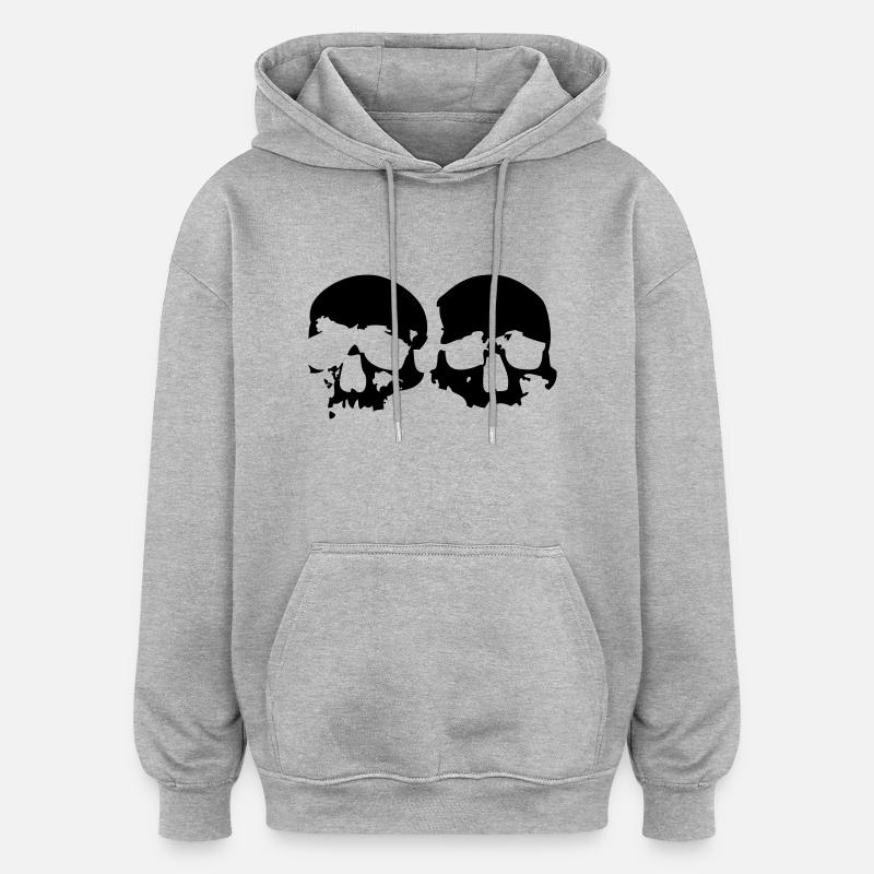 2 Skulls - Oversized Unisex Hoodie - heather grey