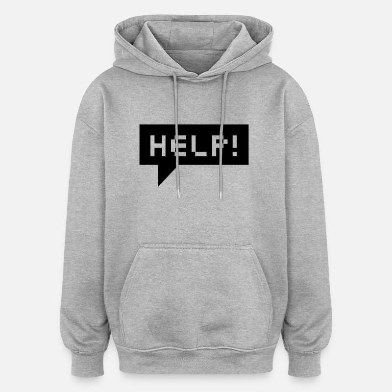 bulle d'aide (b, 1c) - Sweat à capuche oversize unisexe - gris chiné