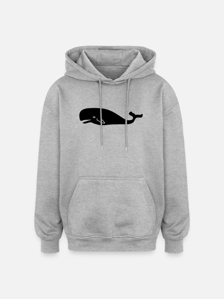 Wal - Oversized Unisex Hoodie - Grau meliert
