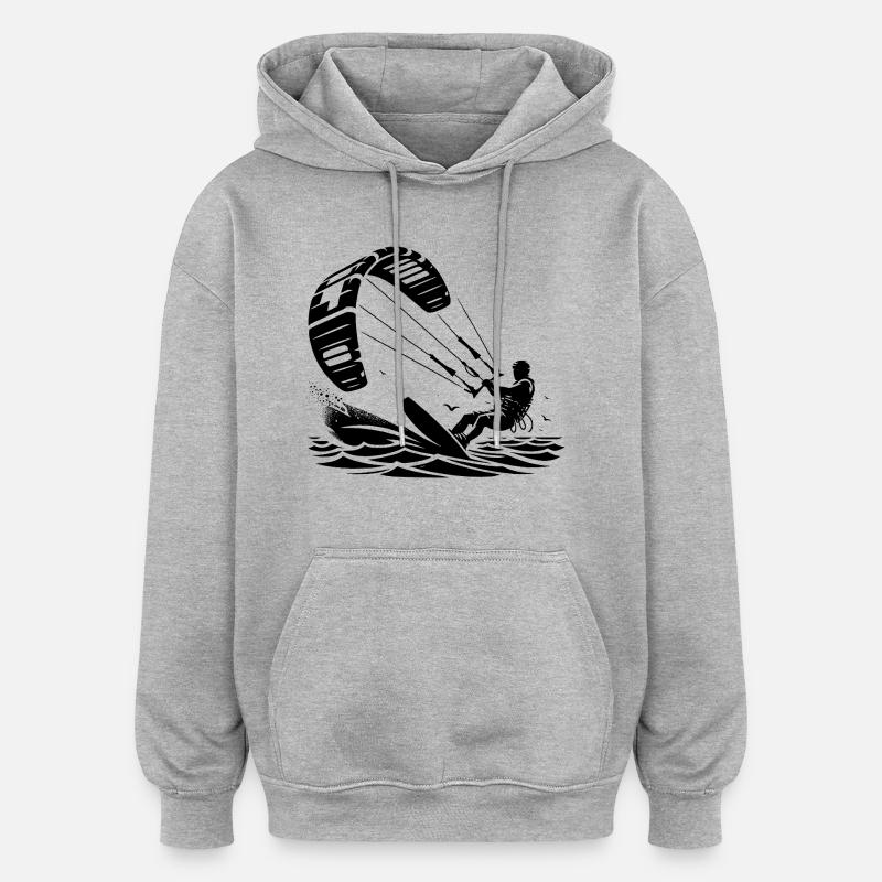 Kitesurf Kitesurfer Kiteboard - Sweat à capuche oversize unisexe - gris chiné