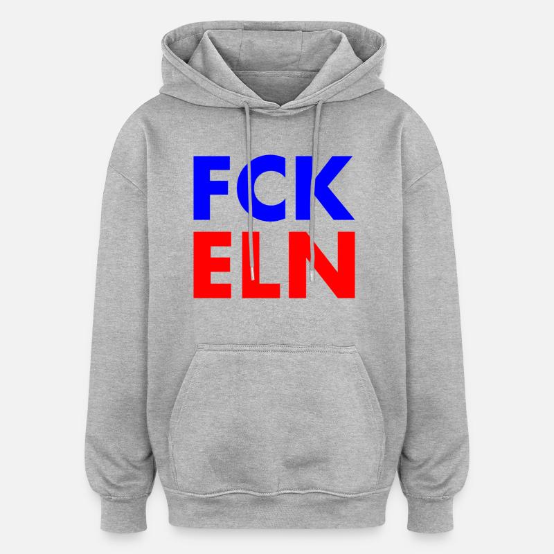 Fck eln - Sweat à capuche oversize unisexe - gris chiné