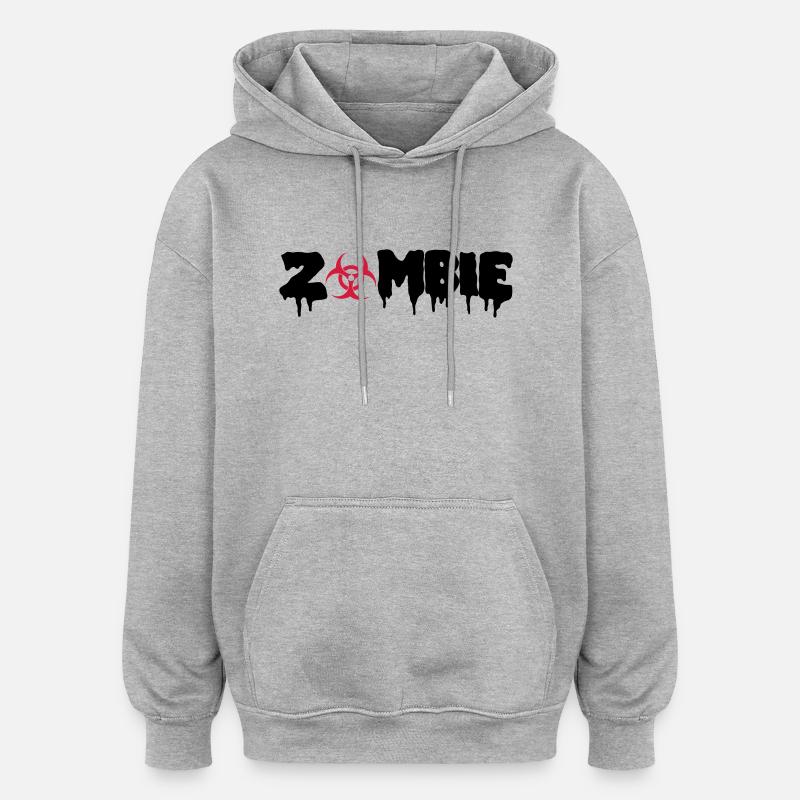 Zombie - Sweat à capuche oversize unisexe - gris chiné