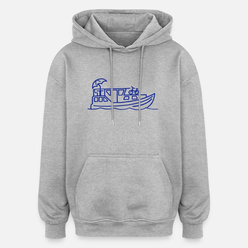 Barge - Sweat à capuche oversize unisexe - gris chiné