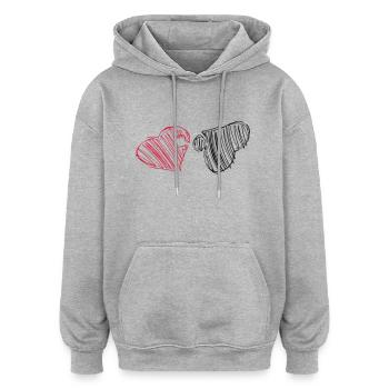 Herz Puzzle - Oversized Unisex Hoodie - Grau meliert - Vorne - Noah (186cm)