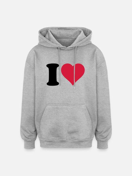 i_love - Oversized Unisex Hoodie - Grau meliert