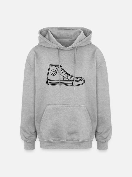 Chucks with Heart - Oversized Unisex Hoodie - Grau meliert