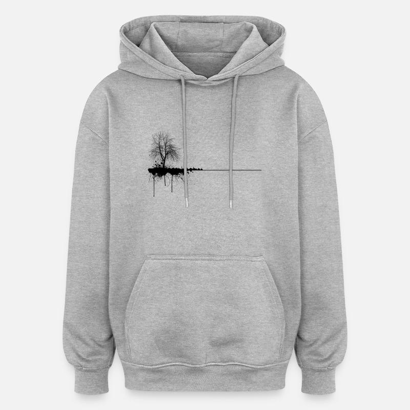 Arbre d'encre - Sweat à capuche oversize unisexe - gris chiné