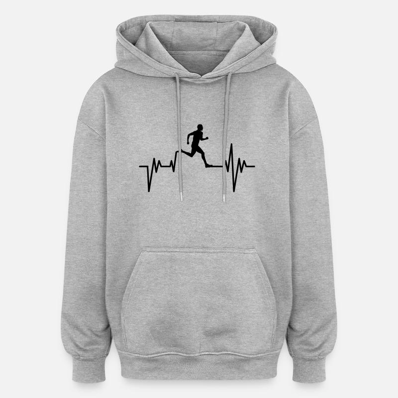 Running Pulse - Oversized Unisex Hoodie - heather grey