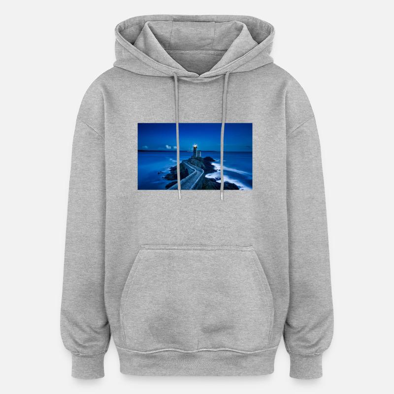 Côte avec phare - Sweat à capuche oversize unisexe - gris chiné