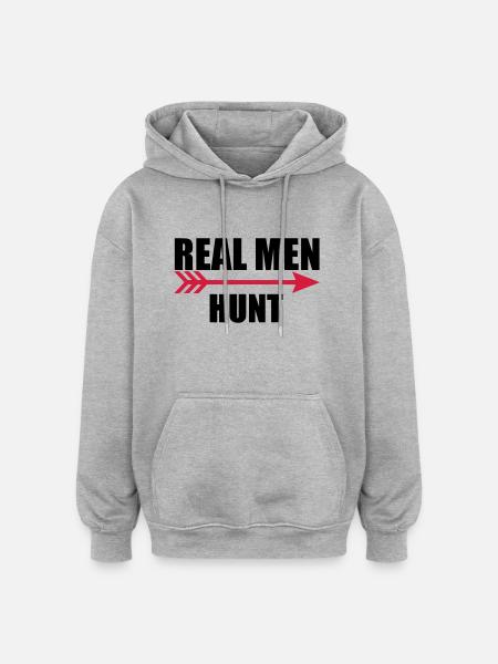 2 real men hunt - Oversized Unisex Hoodie - heather grey