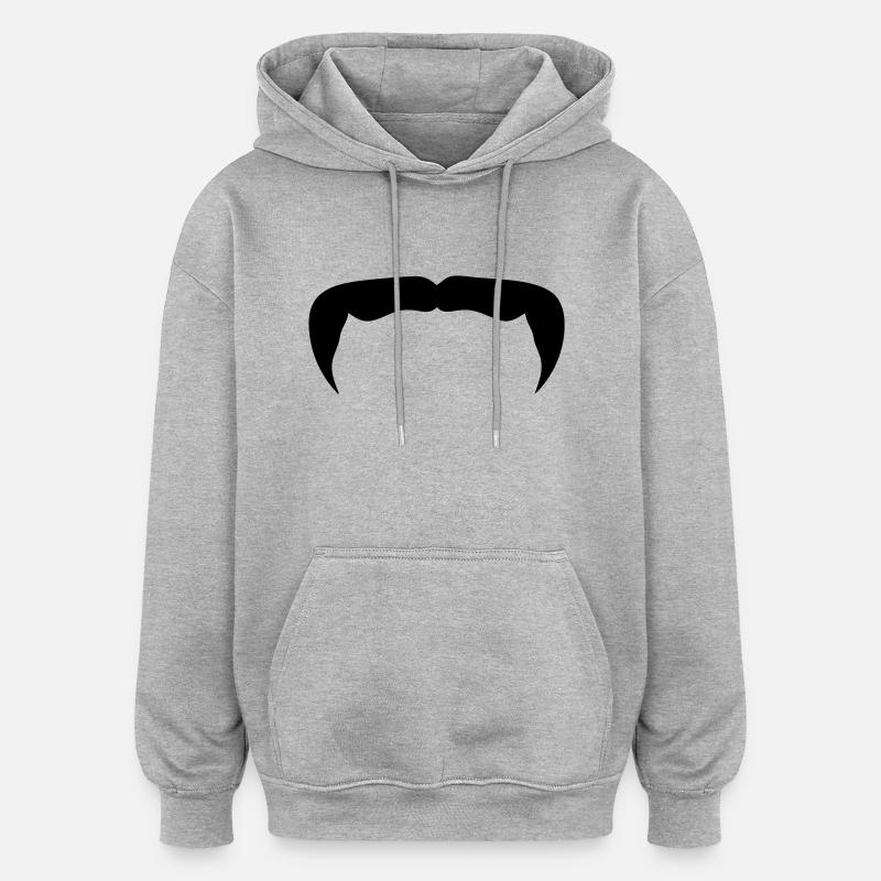 moustache mustache barbe beard12 hipster - Sweat à capuche oversize unisexe - gris chiné