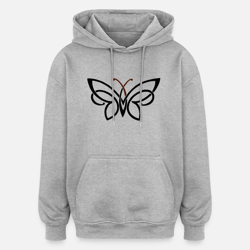 PAPILLON - Sweat à capuche oversize unisexe - gris chiné