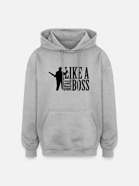 like_a_real_boss_t1 - Oversized Unisex Hoodie - Grau meliert