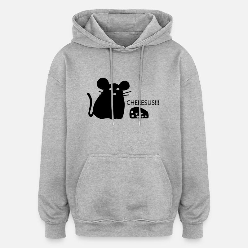 Maus - Oversized Unisex Hoodie - Grau meliert