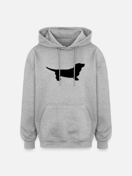teckel - Sweat à capuche oversize unisexe - gris chiné