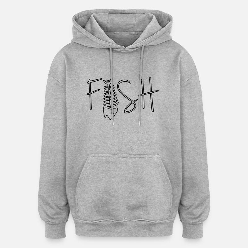 Fish - Sweat à capuche oversize unisexe - gris chiné