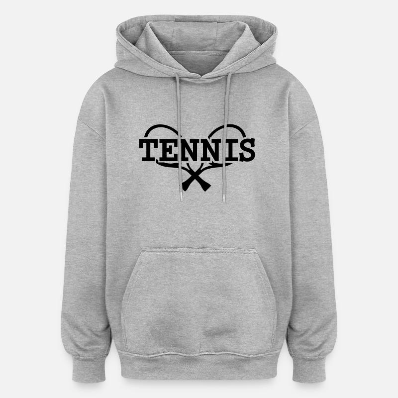 Tennis - Sweat à capuche oversize unisexe - gris chiné