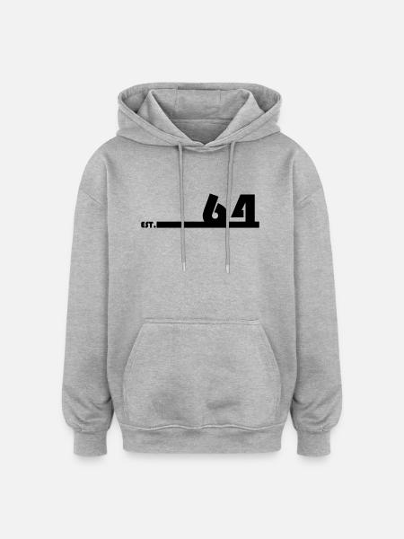 64_Black - Oversized Unisex Hoodie - Grau meliert