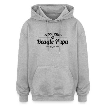 Beagle Papa Wunschname - Oversized Unisex Hoodie - Grau meliert - Vorne - Noah (186cm)