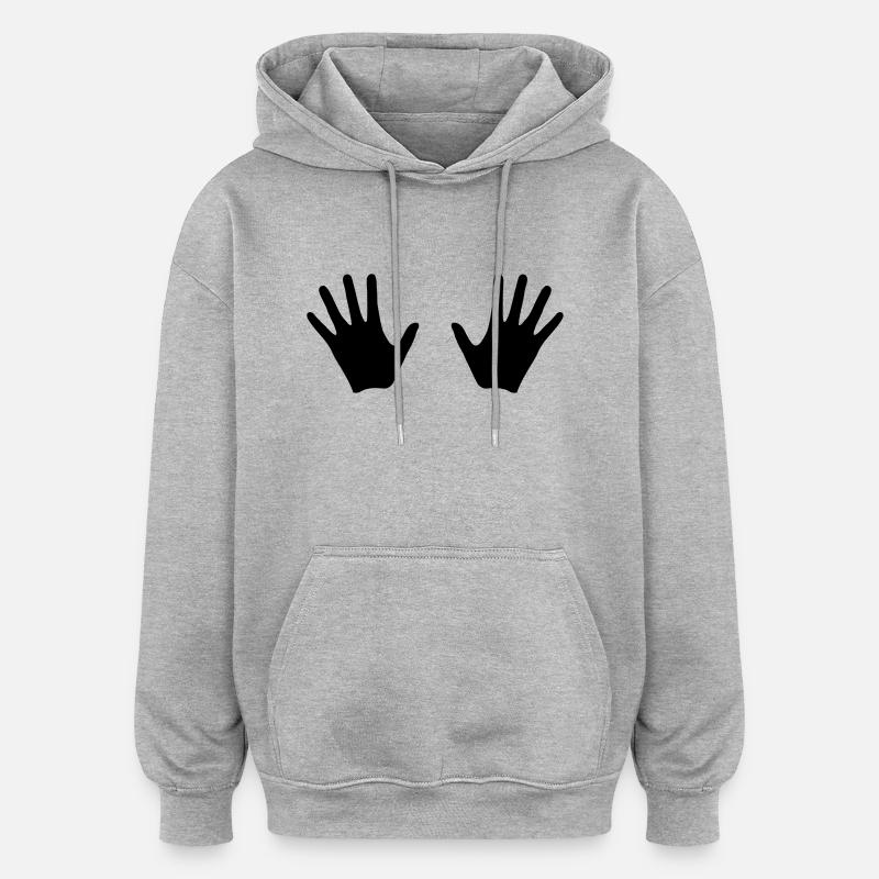 Mains - Sweat à capuche oversize unisexe - gris chiné