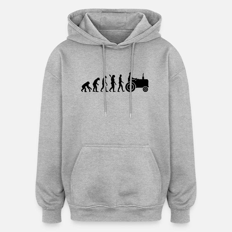 Evolution Tracteur - Sweat à capuche oversize unisexe - gris chiné