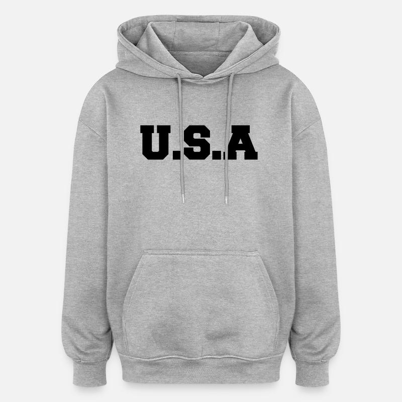 usa - Sweat à capuche oversize unisexe - gris chiné
