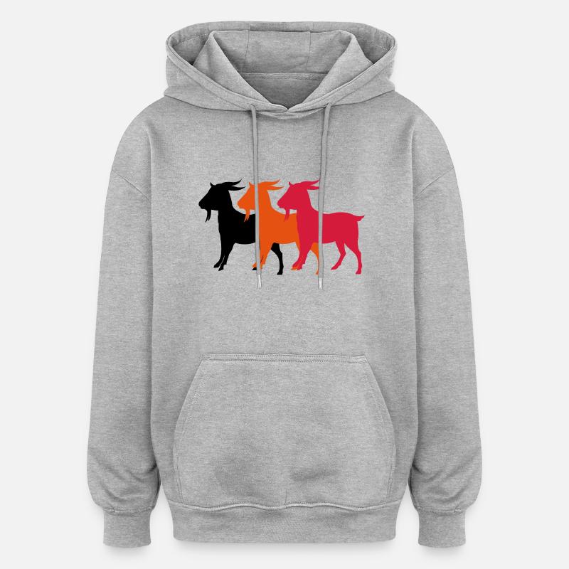 ziege3 - Sweat à capuche oversize unisexe - gris chiné