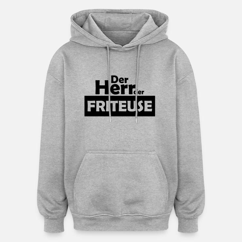 der herr der friteuse - Oversized Unisex Hoodie - Grau meliert