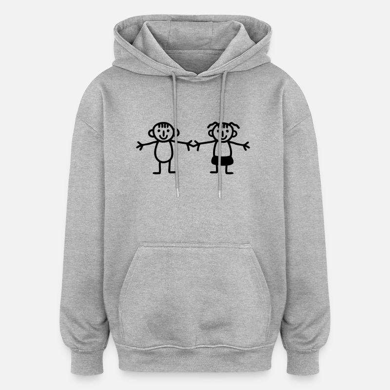 Kinder Mädchen Junge - Oversized Unisex Hoodie - Grau meliert