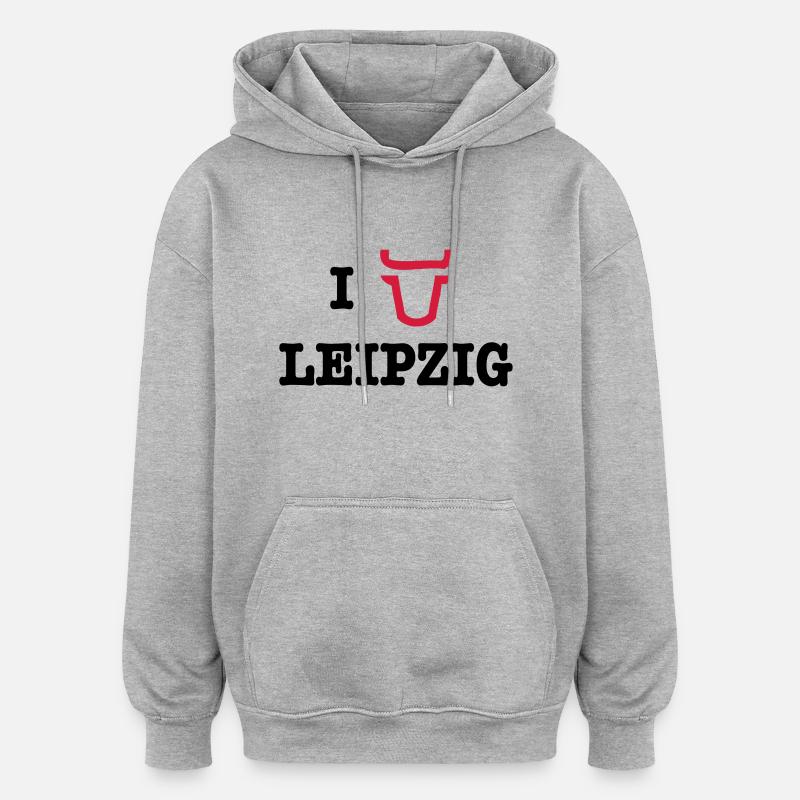 I Love Leipzig - Sweat à capuche oversize unisexe - gris chiné